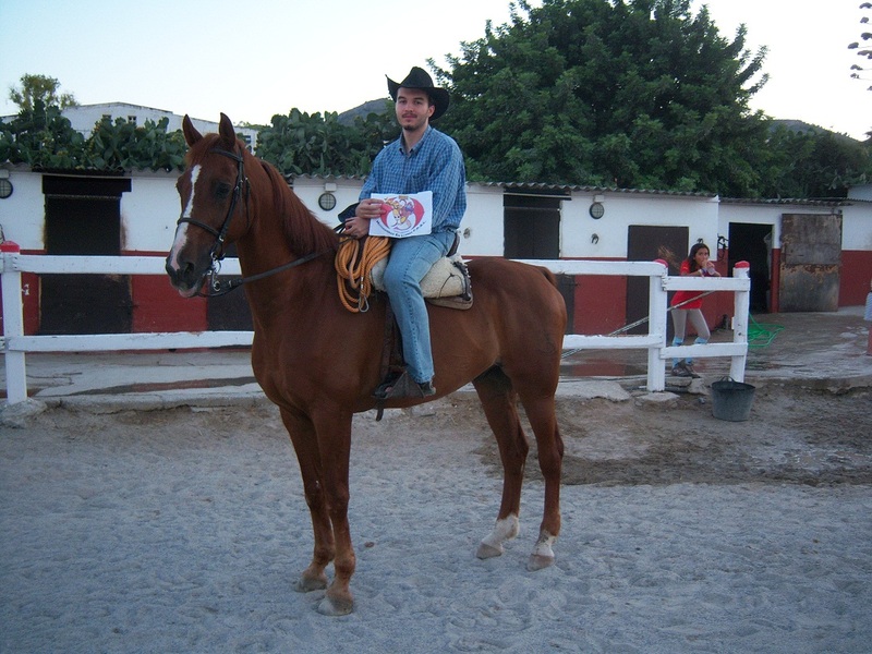 28. Sobre un caballo, burro, cebra, mula o herbívoro similar.