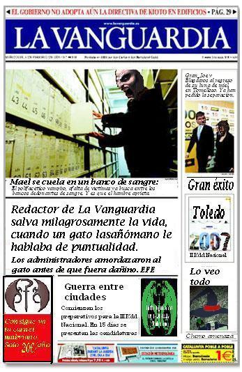 Portada en la Vanguardia