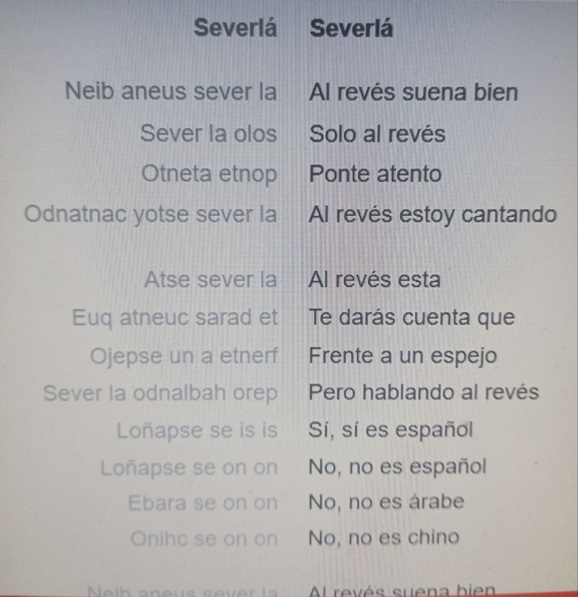 Vídeo 16 - Cantando una canción con la letra invertida.