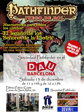 13 de diciembre. Evento Pathfinder en Barcelona
