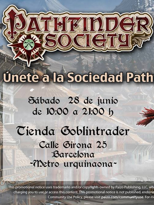 28 Jun: Evento de 16 partidas de la Sociedad Pathfinder Barcelona